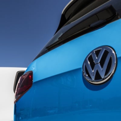 VW badge closeup