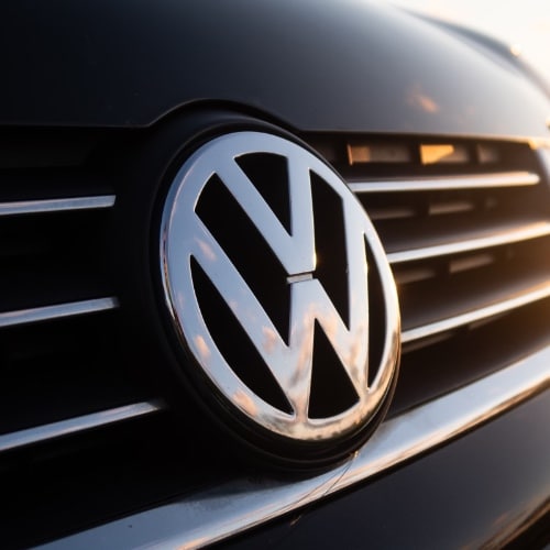 VW badge closeup